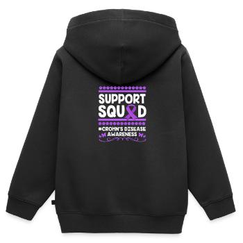 Maladie de Crohn - Sweat Premium à capuche zippé enfant bio - noir - Dos - AI Model Kid Male (0cm)