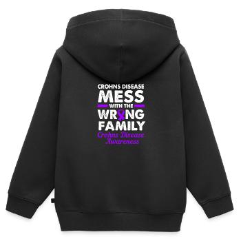 Maladie de Crohn - Sweat Premium à capuche zippé enfant bio - noir - Dos - AI Model Kid Male (0cm)