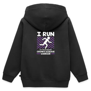 Maladie de Crohn - Sweat Premium à capuche zippé enfant bio - noir - Dos - AI Model Kid Male (0cm)