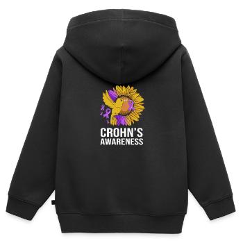 Maladie de Crohn - Sweat Premium à capuche zippé enfant bio - noir - Dos - AI Model Kid Male (0cm)