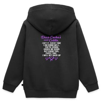 Maladie de Crohn - Sweat Premium à capuche zippé enfant bio - noir - Dos - AI Model Kid Male (0cm)