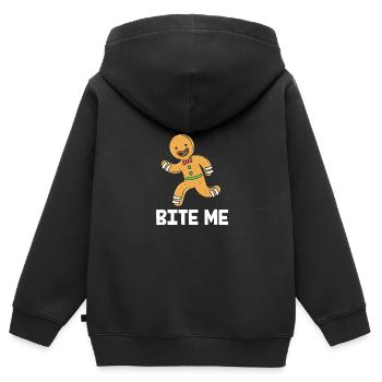 bonhomme en pain d’épice Coeur en pain d’épice Snacking en pain d’épice - Sweat Premium à capuche zippé enfant bio - noir - Dos - AI Model Kid Male (0cm)