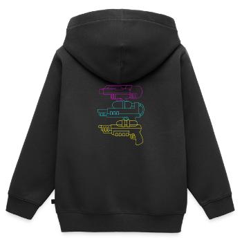 Wasserpistole - Kinder Premium Organic Zip Hoodie - Schwarz - Hinten - AI Model Kid Male (0cm)