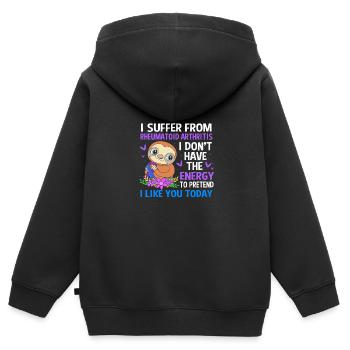Rheuma Arthritis - Kinder Premium Organic Zip Hoodie - Schwarz - Hinten - AI Model Kid Male (0cm)