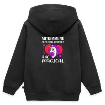 Maladie auto-immune - Sweat Premium à capuche zippé enfant bio - noir - Dos - AI Model Kid Male (0cm)