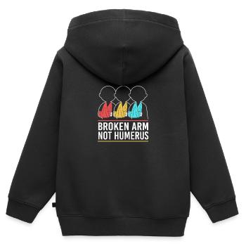 Fracture de l’os du bras - Sweat Premium à capuche zippé enfant bio - noir - Dos - AI Model Kid Male (0cm)