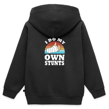 Fracture de l’os du bras - Sweat Premium à capuche zippé enfant bio - noir - Dos - AI Model Kid Male (0cm)