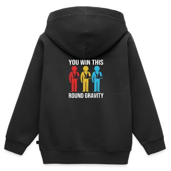 Fracture de l’os du bras - Sweat Premium à capuche zippé enfant bio - noir - Dos - AI Model Kid Male (0cm)