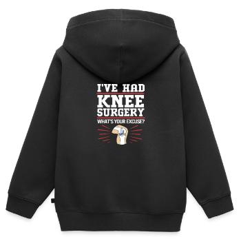 Chirurgie du genou - Sweat Premium à capuche zippé enfant bio - noir - Dos - AI Model Kid Male (0cm)