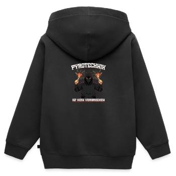 Pyrotechnik ist kein Verbrechen Ultra Stadion Pyro - Kinder Premium Organic Zip Hoodie - Schwarz - Hinten - AI Model Kid Male (0cm)