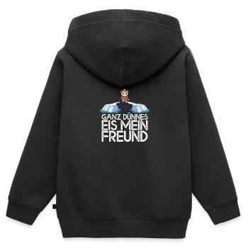 Ganz dünnes Eis mein Freund Katze Eisscholle - Kinder Premium Organic Zip Hoodie - Schwarz - Hinten - AI Model Kid Male (0cm)