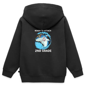 2. Klasse - Kinder Premium Organic Zip Hoodie - Schwarz - Hinten - AI Model Kid Male (0cm)