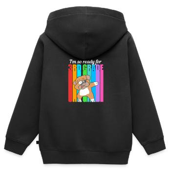 3. Klasse - Kinder Premium Organic Zip Hoodie - Schwarz - Hinten - AI Model Kid Male (0cm)