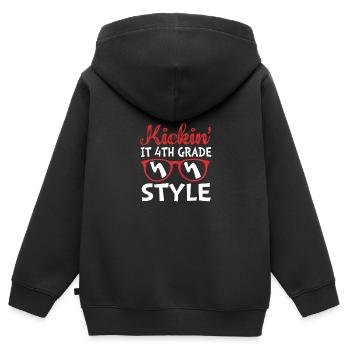 4. Klasse - Kinder Premium Organic Zip Hoodie - Schwarz - Hinten - AI Model Kid Male (0cm)