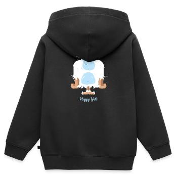Glückliche Yeti Illustration - Kinder Premium Organic Zip Hoodie - Schwarz - Hinten - AI Model Kid Male (0cm)