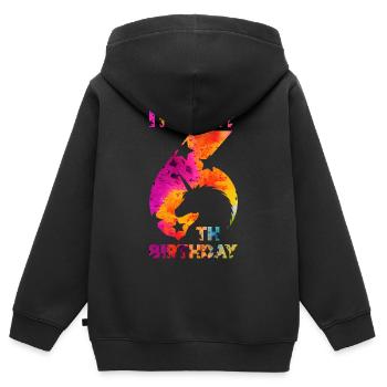 6ÈME ANNIVERSAIRE LICORNE C’EST MON 6ÈME ANNIVERSAIRE - Sweat Premium à capuche zippé enfant bio - noir - Dos - AI Model Kid Male (0cm)