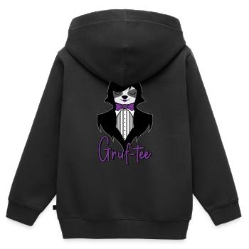 Gruf-Tee Goth Paresseux Grufti Gothique Faultier Gruftee - Sweat Premium à capuche zippé enfant bio - noir - Dos - AI Model Kid Male (0cm)