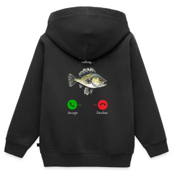 Lustiger Fih Fisch Meme Fisch Fih Lustiger falsch geschriebener Fisch - Kinder Premium Organic Zip Hoodie - Schwarz - Hinten - AI Model Kid Male (0cm)