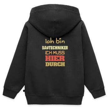 Technicien de la construction en tant que profession - Sweat Premium à capuche zippé enfant bio - noir - Dos - AI Model Kid Male (0cm)