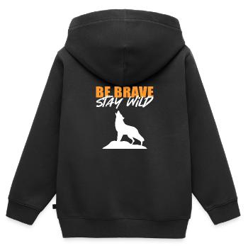 Mutig wild Mutige Person Gift - Kinder Premium Organic Zip Hoodie - Schwarz - Hinten - AI Model Kid Male (0cm)