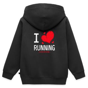 J’aime courir Joker personne cadeau - Sweat Premium à capuche zippé enfant bio - noir - Dos - AI Model Kid Male (0cm)