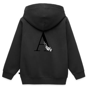 Lettre A - Sweat Premium à capuche zippé enfant bio - noir - Dos - AI Model Kid Male (0cm)