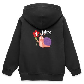 Schnecke gratuliert zum 4. Geburtstag ich bin vier - Kinder Premium Organic Zip Hoodie - Schwarz - Hinten - AI Model Kid Male (0cm)