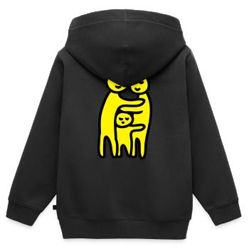 Famille Hug - Sweat Premium à capuche zippé enfant bio - noir - Dos - AI Model Kid Male (0cm)