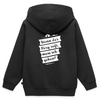 Quand la montagne appelle, je dois y aller - Sweat Premium à capuche zippé enfant bio - noir - Dos - AI Model Kid Male (0cm)