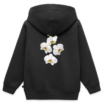 Orchidées - Sweat Premium à capuche zippé enfant bio - noir - Dos - AI Model Kid Male (0cm)