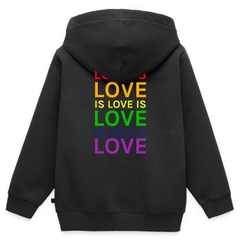 Love is Love is Love is Love Regenbogen - Kinder Premium Organic Zip Hoodie - Schwarz - Hinten - AI Model Kid Male (0cm)