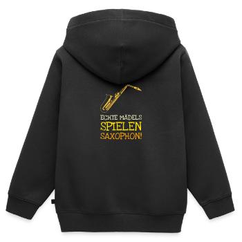 Saxophonistin Saxophon Spielerin - Kinder Premium Organic Zip Hoodie - Schwarz - Hinten - AI Model Kid Male (0cm)
