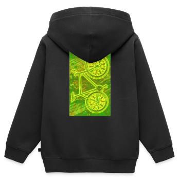 Vélo Pignon Fixe / NEON - Sweat Premium à capuche zippé enfant bio - noir - Dos - AI Model Kid Male (0cm)