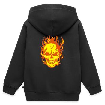 head of death flame flame skull - Kids Premium Organic Zip-up Hoodie - black - Back - AI Model Kid Male (0cm)