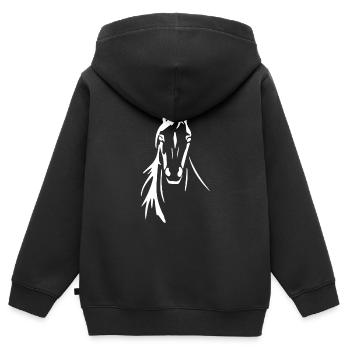 Pferdekopf Herz Pferd Reiterin Pferdesport - Kinder Premium Organic Zip Hoodie - Schwarz - Hinten - AI Model Kid Male (0cm)