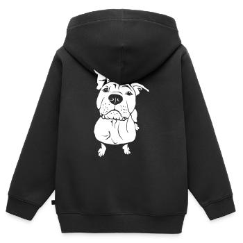 Staffordshire bettelnd - Kinder Premium Organic Zip Hoodie - Schwarz - Hinten - AI Model Kid Male (0cm)