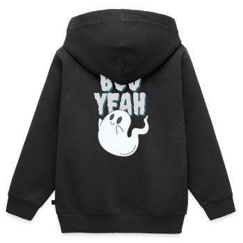 Boo yeah - cute ghost - Kinder Premium Organic Zip Hoodie - Schwarz - Hinten - AI Model Kid Male (0cm)