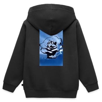 Dunkelblaue Himmelsblume - Kinder Premium Organic Zip Hoodie - Schwarz - Hinten - AI Model Kid Male (0cm)