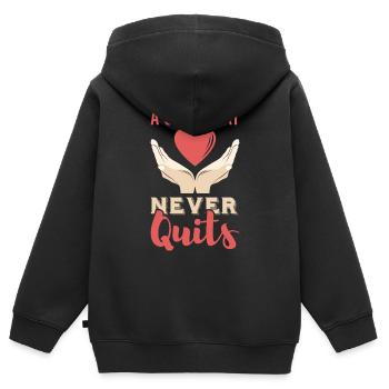 a care that never quits - Kinder Premium Organic Zip Hoodie - Schwarz - Hinten - AI Model Kid Male (0cm)