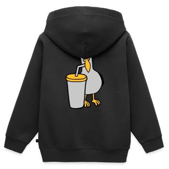 Möwe trinkt Cola Getränk - Kinder Premium Organic Zip Hoodie - Schwarz - Hinten - AI Model Kid Male (0cm)
