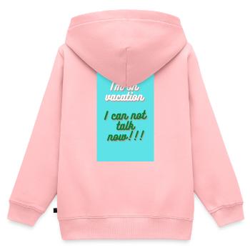 ICH BIN IM URLAUB. ICH KANN NICHT REDEN - Kinder Premium Organic Zip Hoodie - Rosa - Hinten - AI Model Kid Female (0cm)