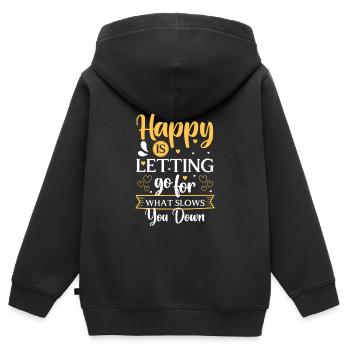Glück Motivation Lebensenergie - Kinder Premium Organic Zip Hoodie - Schwarz - Hinten - AI Model Kid Male (0cm)