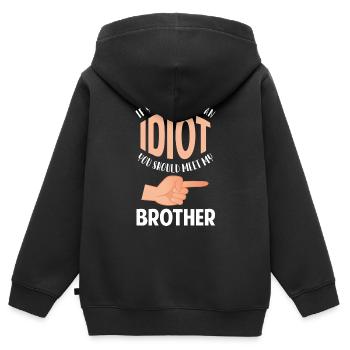 Idioten Böse Bürohumor - Kinder Premium Organic Zip Hoodie - Schwarz - Hinten - AI Model Kid Male (0cm)