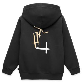 T-shirt with abstract art in white - Kids Premium Organic Zip-up Hoodie - black - Back - AI Model Kid Male (0cm)