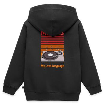 Musik ist meine Liebessprache - Kinder Premium Organic Zip Hoodie - Schwarz - Hinten - AI Model Kid Male (0cm)