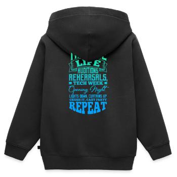 Théâtre Interprète Acting Support Ouverture Théâtre - Sweat Premium à capuche zippé enfant bio - noir - Dos - AI Model Kid Male (0cm)