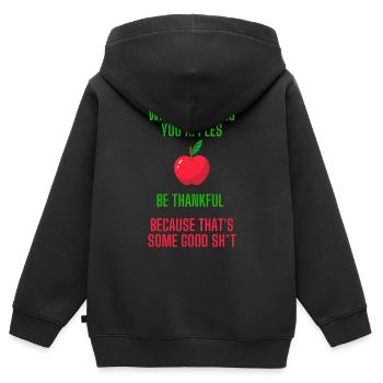 When life gives you apples lustiger Obst Spruch - Kinder Premium Organic Zip Hoodie - Schwarz - Hinten - AI Model Kid Male (0cm)