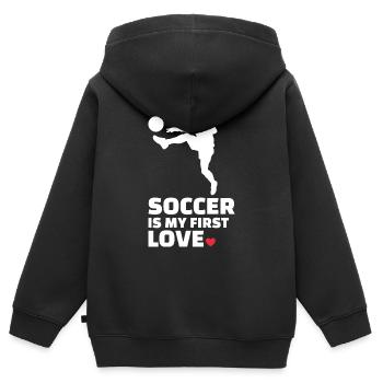 Ich Liebe Fußball Stylish Soccer Silhouette - Kinder Premium Organic Zip Hoodie - Schwarz - Hinten - AI Model Kid Male (0cm)