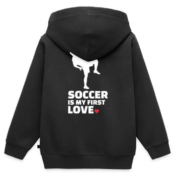 Ich Liebe Fußball Stilvolles - Kinder Premium Organic Zip Hoodie - Schwarz - Hinten - AI Model Kid Male (0cm)