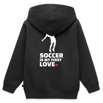 Ich Liebe Fußball Stylish Soccer Silhouette - Kinder Premium Organic Zip Hoodie - Schwarz - Hinten - AI Model Kid Male (0cm)